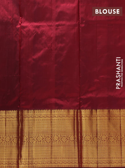 Pure kanchipuram silk lehenga dhawani light blue and maroon with allover zari woven buttas and long rich zari woven border