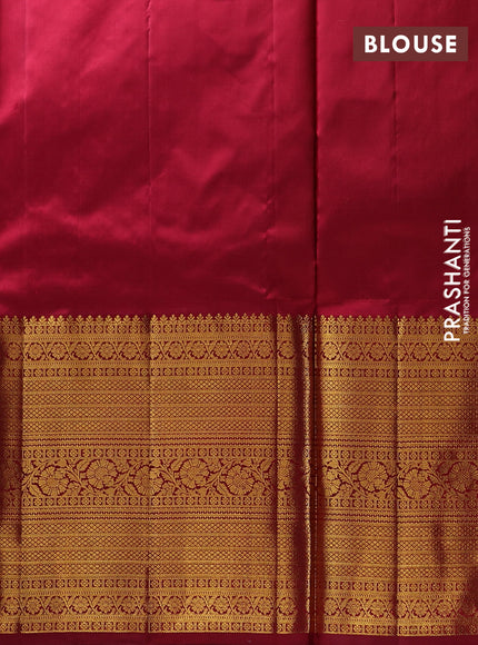 Pure kanchipuram silk lehenga dhawani light green and deep maroon with allover zari woven buttas and long rich zari woven border