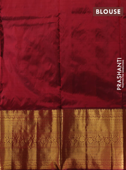 Pure kanchipuram silk lehenga dhawani blue and deep maroon with allover zari woven buttas and long rich zari woven border
