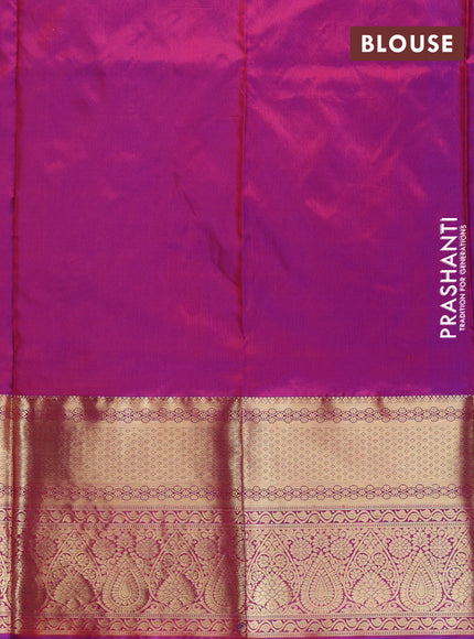 Pure kanchipuram silk lehenga dhawani lavender and purple with allover zari woven buttas and long rich zari woven border