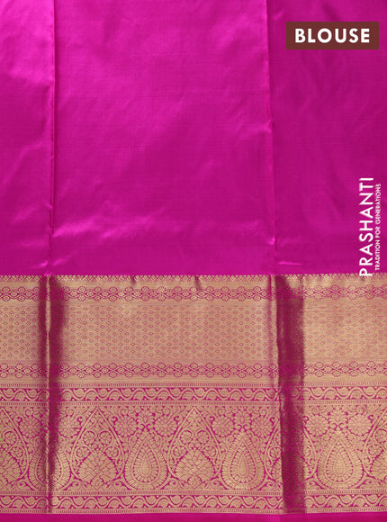Pure kanchipuram silk lehenga dhawani teal blue shade and pink with allover zari woven buttas and long rich zari woven border
