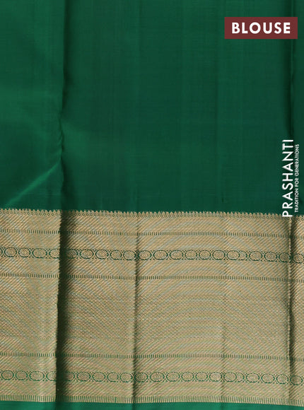 Pure kanchipuram silk lehenga dhawani magenta pink and green with allover zari checks & buttas and long rich zari woven border