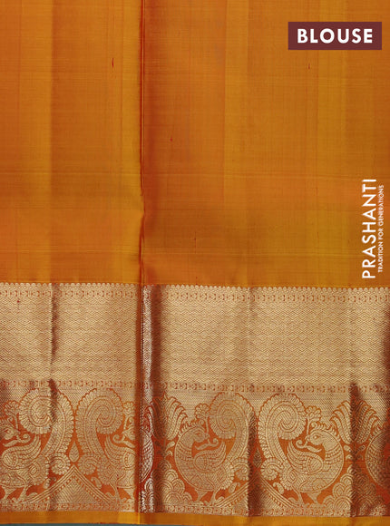 Pure kanchipuram silk lehenga dhawani deep maroon and mustard yellow with allover zari checks & buttas and rich zari woven border