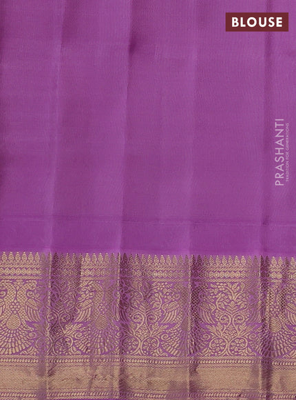 Pure gadwal silk saree dark magenta and lavender with zari woven buttas and temple design zari woven border