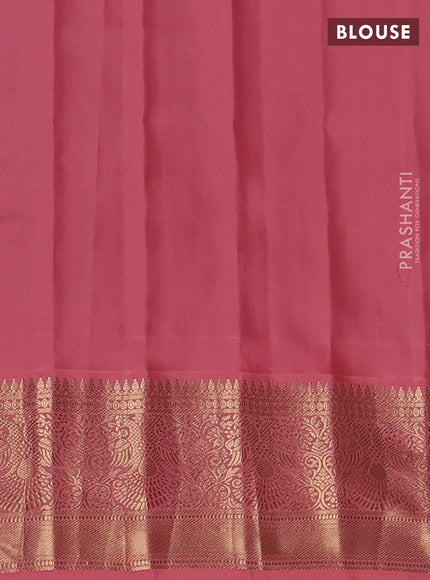 Pure gadwal silk saree pink and peach shade with zari woven buttas and temple design zari woven border
