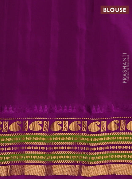 Pure gadwal silk saree mild lavender and purple with zari woven buttas and temple design zari woven border