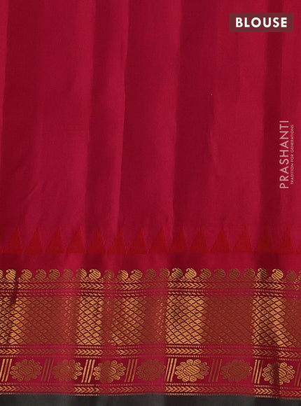 Pure gadwal silk saree cream and pink with allover zari strips & buttas and temple design zari woven border
