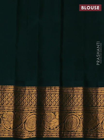 Pure gadwal silk saree pista green and dark green with zari woven buttas and temple design zari woven border