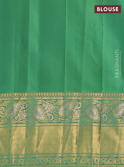 Pure gadwal silk saree purple and teal green shade with zari woven buttas and rich zari woven border