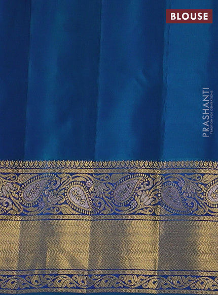 Pure gadwal silk saree light pink and dual shade of blue with zari woven buttas and zari woven border