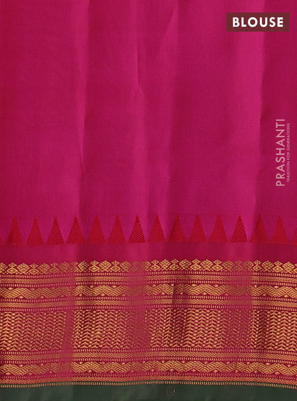 Pure gadwal silk saree off white and pink with zari woven buttas and temple design zari woven border