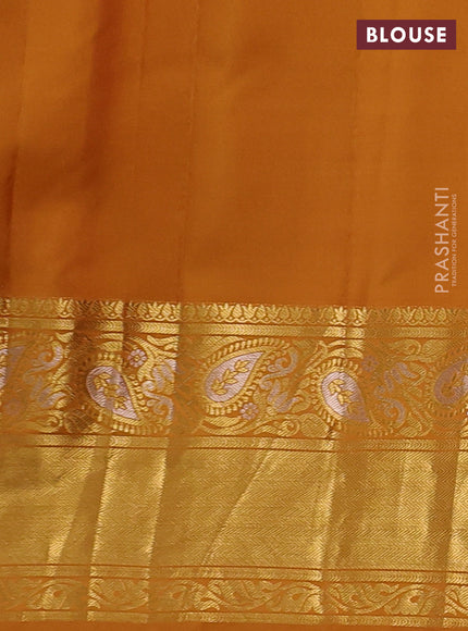 Pure gadwal silk saree purple and mustard yellow with zari woven buttas and rich zari woven border