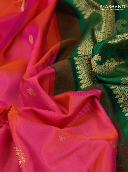 Pure gadwal silk saree dual shade of pink and green with zari woven buttas and rich zari woven border