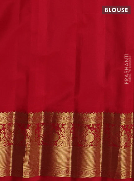 Pure gadwal silk saree light pink and red with zari woven buttas and temple design zari woven border