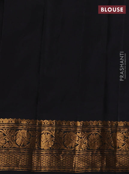 Pure gadwal silk saree orange and black with zari woven buttas and temple design zari woven border