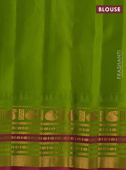 Pure gadwal silk saree cream and light green with paisley zari woven buttas and temple design zari woven border