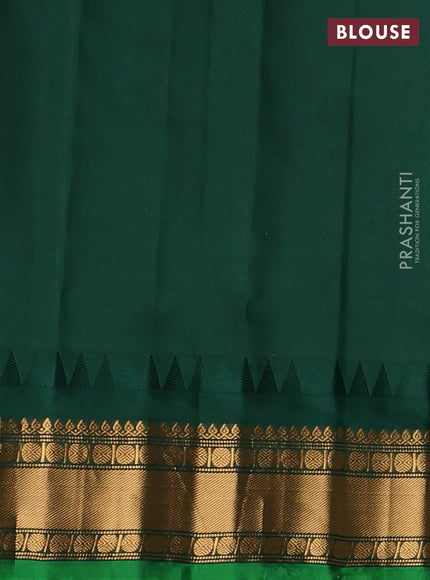 Pure gadwal silk saree cream and green with zari woven buttas and temple design zari woven border
