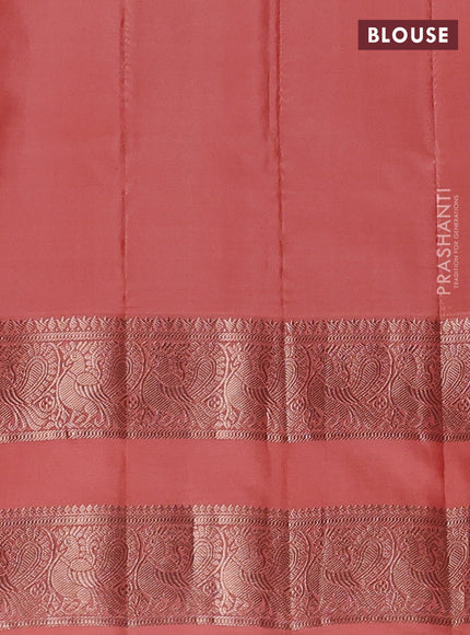 Pure gadwal silk saree blue and peach orange with allover zari stripe pattern and rettapet zari woven border