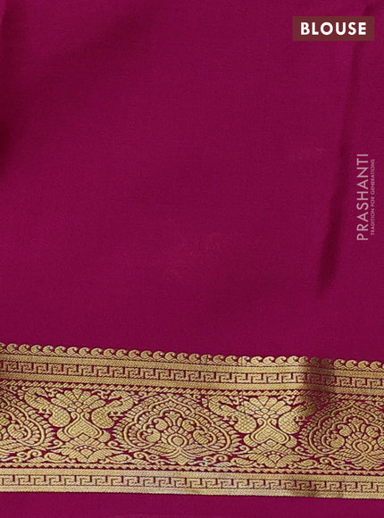 Pure mysore silk saree teal green and pink with zari woven buttas and zari woven border
