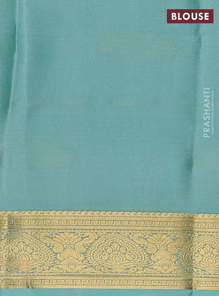 Pure mysore silk saree purple and teal blue with zari woven buttas and zari woven border