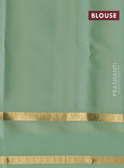Pure mysore silk saree coffee brown and pista green with allover zari woven checked pattern and rettapet zari woven border