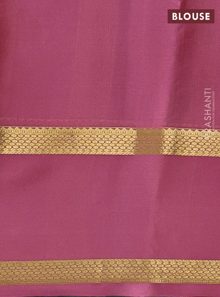 Pure mysore silk saree deep maroon and peach pink with allover zari woven checked pattern and rettapet zari woven border