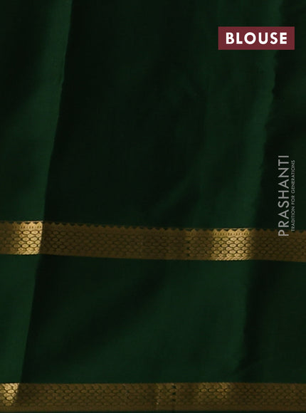 Pure mysore silk saree mustard yellow and green with allover zari woven checked pattern and rettapet zari woven border
