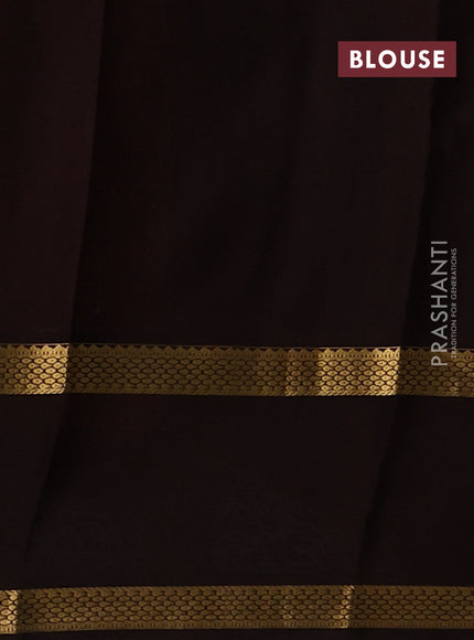 Pure mysore silk saree rust shade and coffee brown with allover zari woven checked pattern and rettapet zari woven border