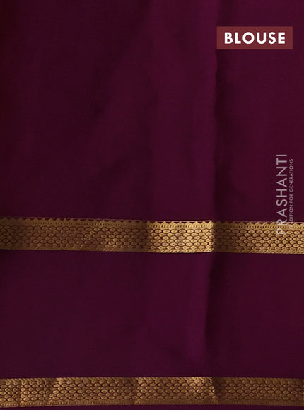 Pure mysore silk saree yellow and purple with allover zari woven checked pattern and rettapet zari woven border