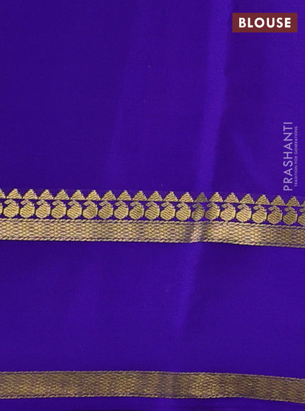 Pure mysore silk saree pink shade and blue with allover zari woven checked pattern and rettapet zari woven border