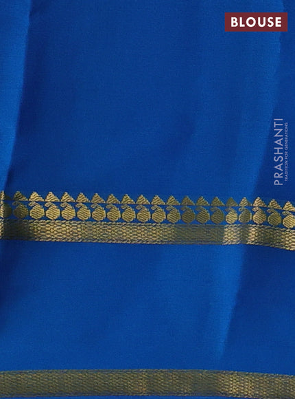 Pure mysore silk saree royal blue and cs blue with allover zari woven checked pattern and rettapet zari woven border