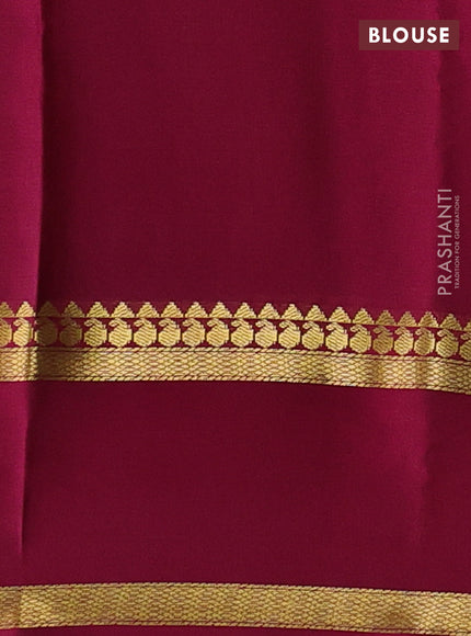Pure mysore silk saree grey and dark magenta pink with allover zari woven checked pattern and zari woven border