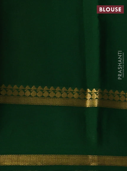 Pure mysore silk saree dark pink and green with allover zari woven checked pattern and zari woven border