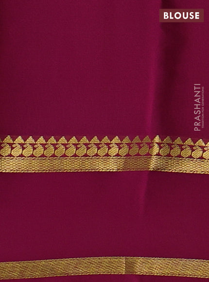 Pure mysore silk saree teal green and dark pink with allover zari woven checked pattern and zari woven border