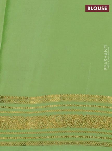 Pure mysore silk saree wine shade and pista green with allover zari checks & buttas and zari woven border