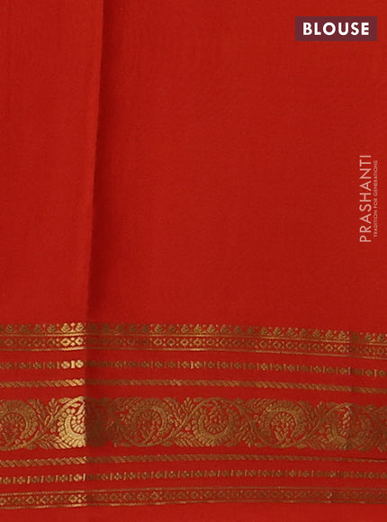 Pure mysore silk saree pastel green and orange with allover zari checks & buttas and zari woven border