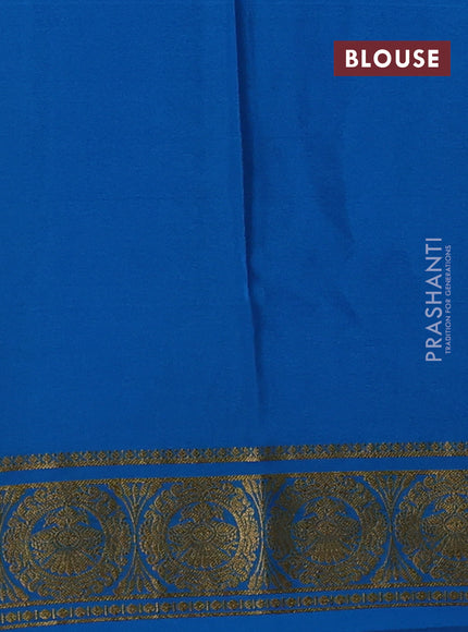 Pure mysore silk saree wine shade and cs blue with zari woven buttas and zari woven border