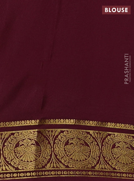 Pure mysore silk saree dark mustard and wine shade with zari woven buttas and zari woven border