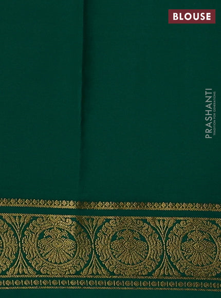 Pure mysore silk saree jamun shade and green with zari woven buttas and zari woven border
