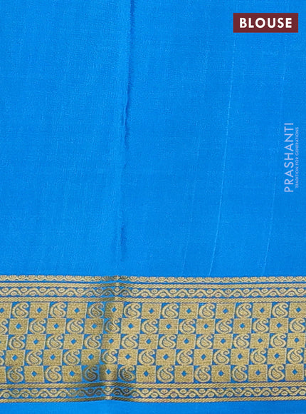Pure mysore silk saree purple and cs blue with allover zari checks & buttas and zari woven border