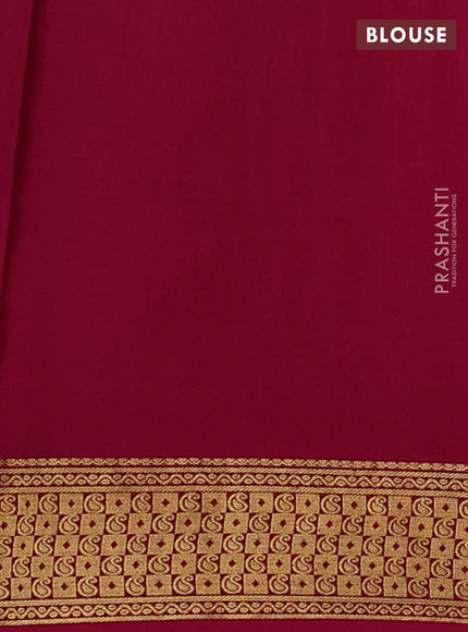 Pure mysore silk saree teal green and pink with allover zari checks & buttas and zari woven border