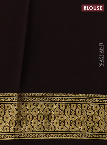 Pure mysore silk saree rustic orange and coffee brown with allover zari checks & buttas and zari woven border