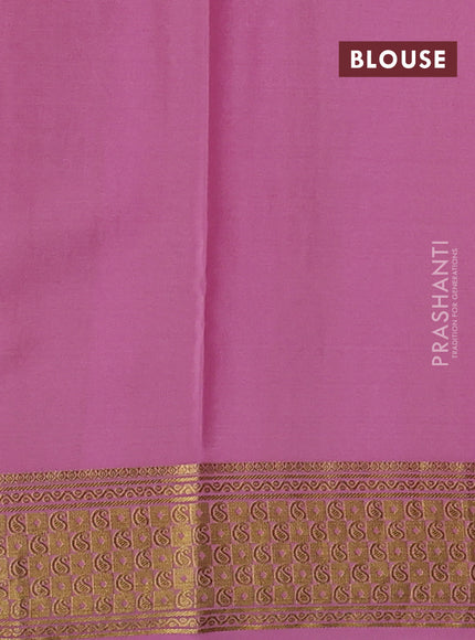 Pure mysore silk saree dark pink and light pink with allover zari checks & buttas and zari woven border