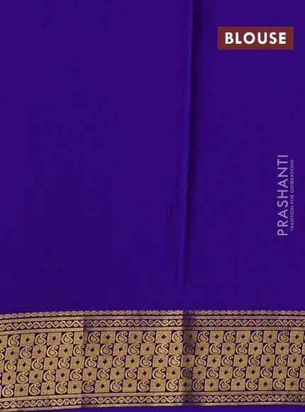 Pure mysore silk saree peach shade and blue with allover zari checks & buttas and zari woven border