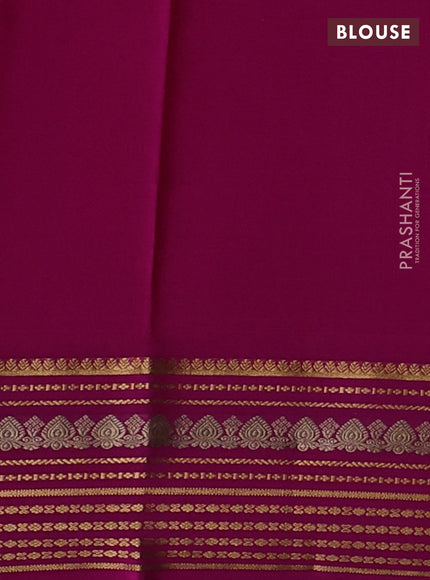 Pure mysore silk saree magenta pink with allover zari checks & buttas and zari woven border