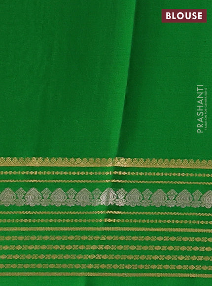 Pure mysore silk saree green with allover zari checks & buttas and zari woven border