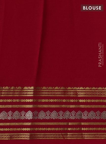 Pure mysore silk saree dark pink with allover zari checks & buttas and zari woven border