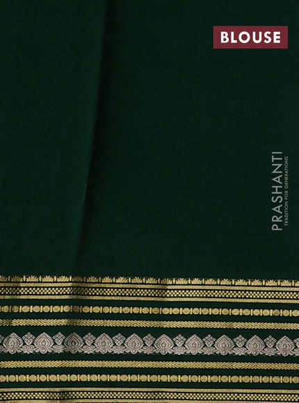 Pure mysore silk saree dark green with allover zari checks & buttas and zari woven border