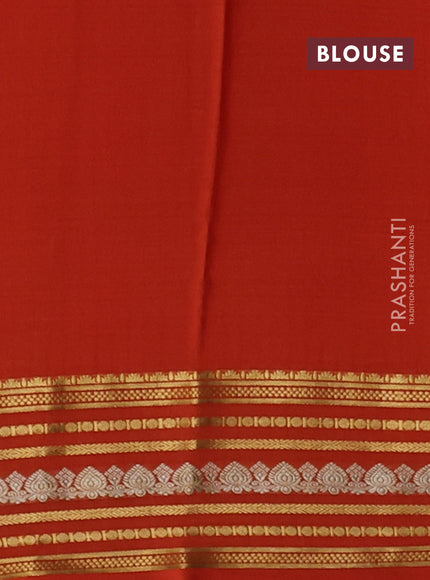 Pure mysore silk saree rustic orange with allover zari checks & buttas and zari woven border