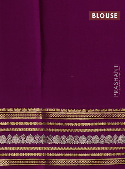 Pure mysore silk saree purple with allover zari checks & buttas and zari woven border